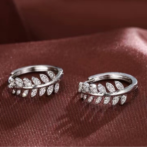 Cubic Zirconia Sterling Silver Hoop Earrings - Picture 4 of 5